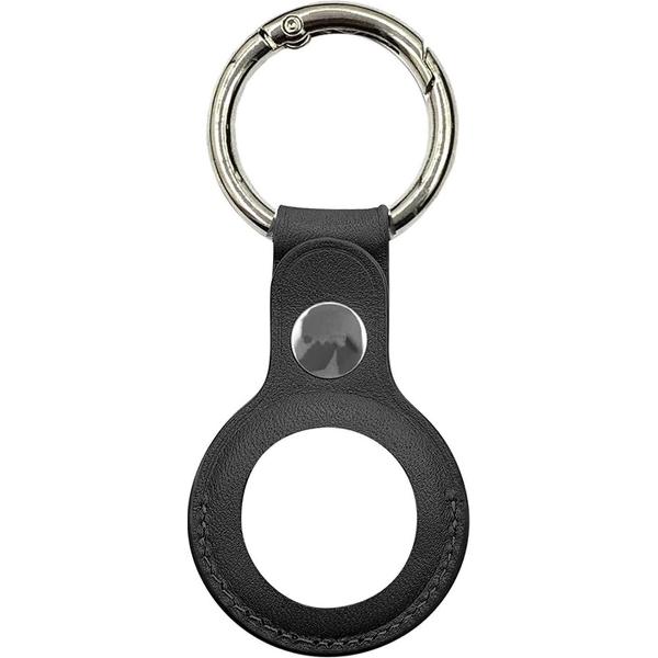 Geschikt voor Apple AirTag-Sleutelhanger - PU Leren Hanger AirTag Hoesje - AirTag Apple Case - 1 stuk - Zwart