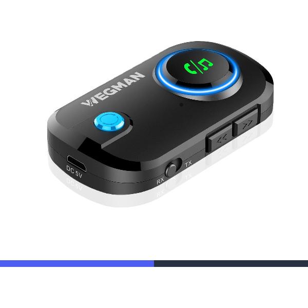 Wegman Bluetooth Receiver en Transmitter - 2 in 1 Bluetooth Ontvanger en Zender - Bluetooth Audio Receiver - 3.5MM AUX - Auto Accessoires