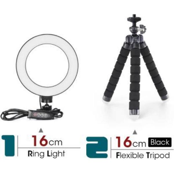 16Cm Ringlicht Desktop Fotografie Licht Led Selfie Flash Dimbare Camera Telefoon Ring Lamp Voor Make Video Live foto Studio zoomfoon