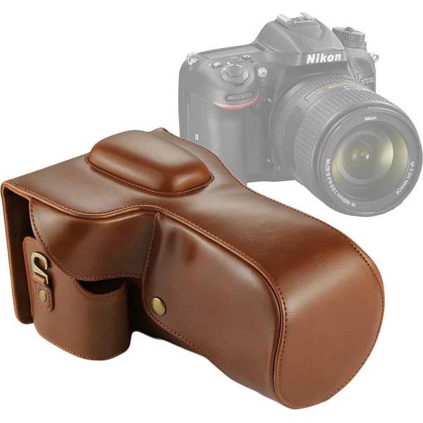 Full Body Camera PU lederen tas tas voor Nikon D7200 / D7100 / D7000 (18-200 / 18-140mm lens) (bruin)