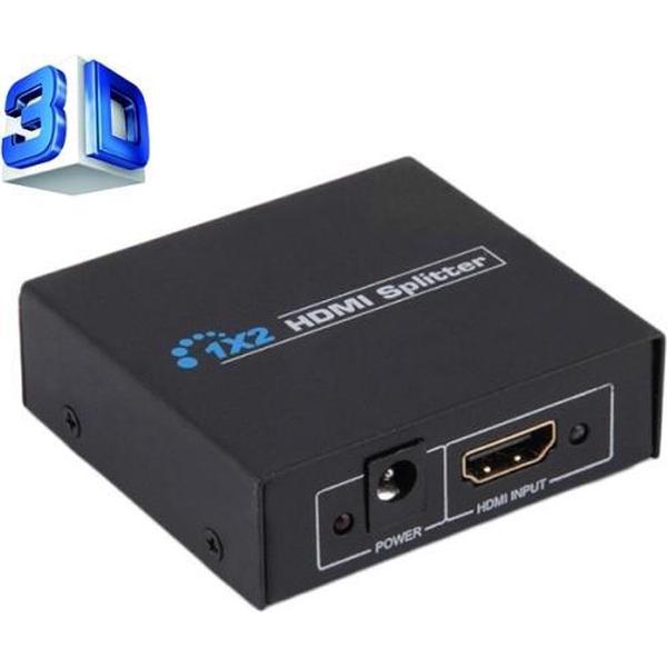 V1.4 1x2 Mini HDMI-versterker Splitter, Ondersteuning voor 3D & Full HD 1080P (zwart)