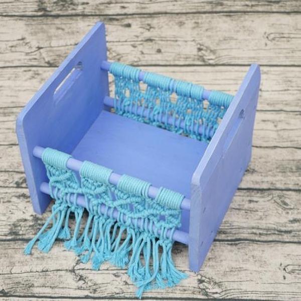 Volle maan pasgeboren fotografie rekwisieten honderd zonneschijn geweven massief houten wieg (zwart)