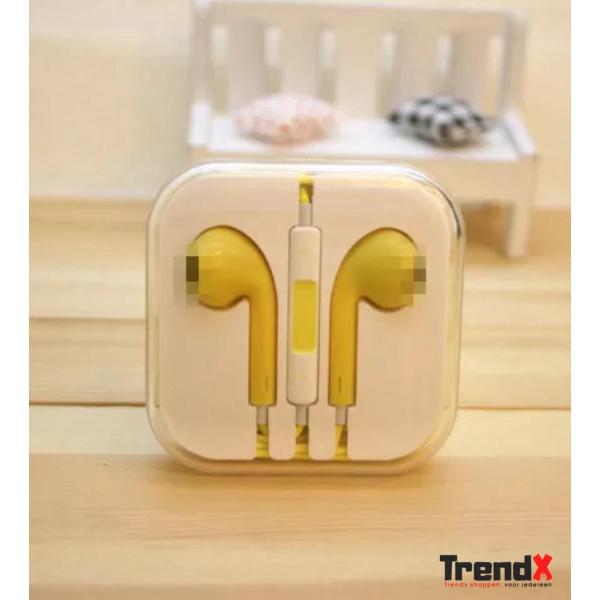 In-ear-koptelefoon iPhone-compatibel - Stereo hoofdtelefoon/Microfoon/volumeregeling - Oortelefoon - Matte kleuren - Geel