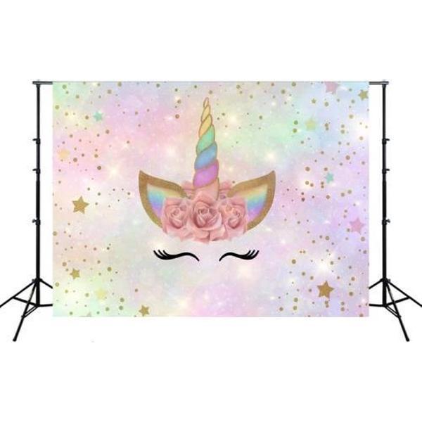 2.1mx 1.5m Eenhoorn Fotografie Achtergronddoek Verjaardag Thema Feest Foto Achtergronddoek (W074)