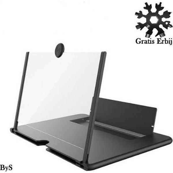 ByS - 12 Inch/ 30 CM -Beeldscherm Vergroter HD - Vergrootglas voor Smartphone - Telefoon Vergrootglas - Thuis Bioscoop - Schermvergroter - Beeldschermvergroter - 3D - Zwart