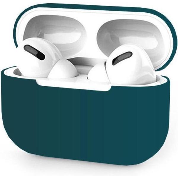 Apple AirPods Pro - Siliconen Case Cover - Geschikt voor AirPods Pro - Kleur Donker Groen