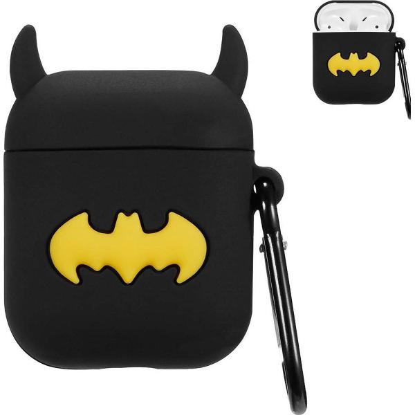 Cartoon Silicone Case voor Apple Airpods - gele vleermuis - met karabijn