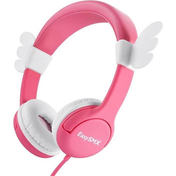 EasySMX KM-WINGS, Koptelefoon voor kinderen met volumebegrenzing, hoofdtelefoon voor iPod, iPad, iPhone, Android en mobiele telefoons, Roze
