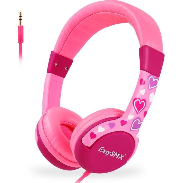 EasySMX KM-PINK, Koptelefoon voor kinderen met volumebegrenzing, hoofdtelefoon voor iPod, iPad, iPhone, Android en mobiele telefoons, Roze