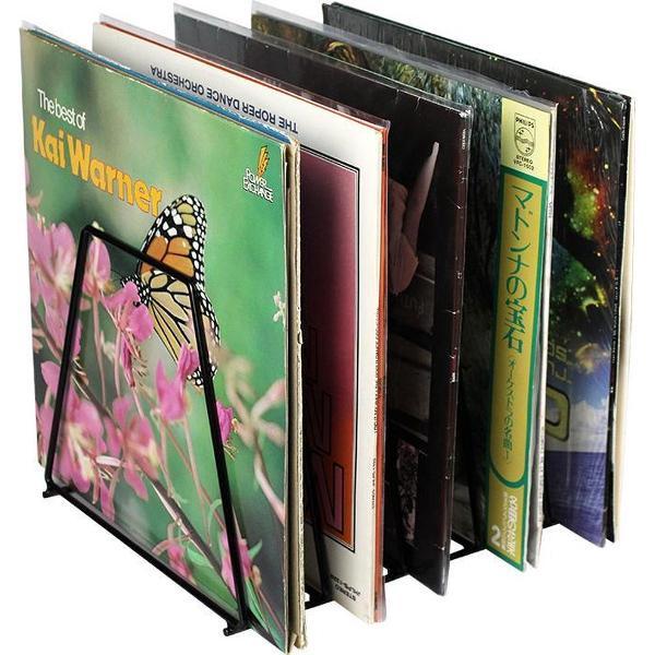 Vinyl platen opbergrek retro - bladerrek voor opbergen tot 50 vinyl lp platen - zwart
