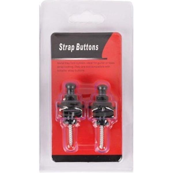 Gitaarriem slot, gitaarriem knopen 2 stuks metalen gitaarriem knop gitaarriem eindknop met bevestigingsschroeven voor akoestische klassieke elektrische gitaar bas ukelele zwart