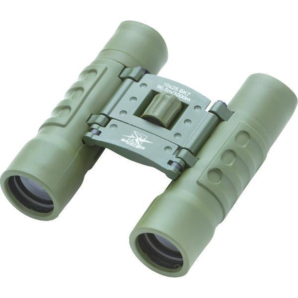 MacGyver Verrekijker 10 x 25 Bak7 - Compact voor op reis en stadions - Met schouderriem en draagtasje - Ook voor brildragers - Groen