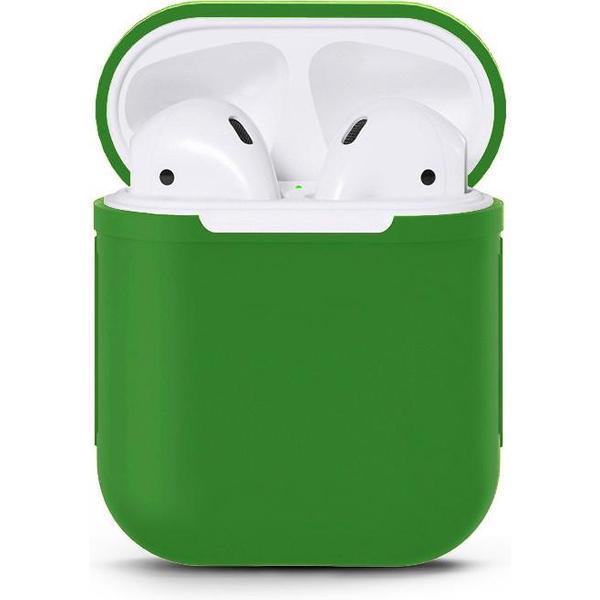 Airpods Silicone Case Cover Hoesje Geschikt voor Apple Airpods 1 / 2 - Donker Groen
