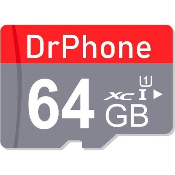 DrPhone MSI - 64GB Micro SD Kaart Opslag - Met SD Adapter - High Speed Klasse 10 - Premium Opslag