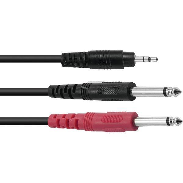 OMNITRONIC jack kabel 3 5 mm - aux kabel - audio kabel 3.5 Jack/2xJack ECO 3m bk
