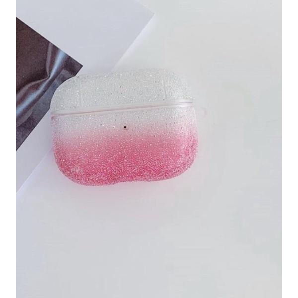 Airpods Case Cover - Glitters Wit Roze - Beschermhoes - Bescherm Etui inclusief karabijnhaak - Geschikt voor Apple Airpods Pro
