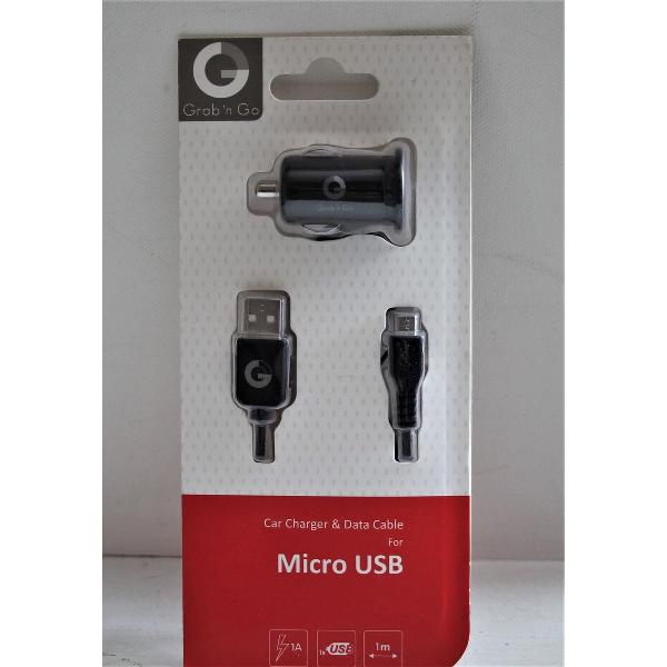 Grab 'n Go 12V USB head (incl micro USB cable 1m) met 1 USB poort - 1A - zwart