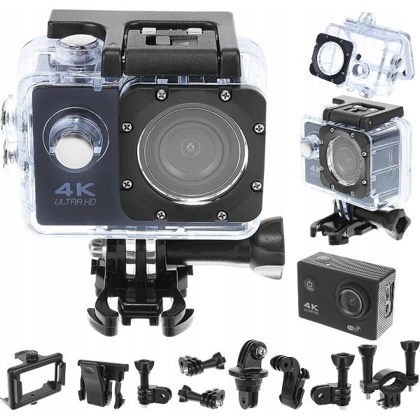 ISOTEC - Action Camera 4k Ultra HD - Actie Camera - 4k Ultra HD – 18 Megapixel – WiFi - inclusief uitgebreide Action Cam accessoire set – inclusief 32 GB micro SD kaart - Zwart