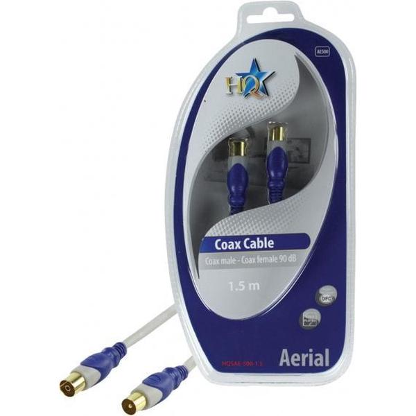 HQ Coax(m)/Coax(f), 1.5m coax-kabel 1,5 m Coaxial Coaxiaal Grijs