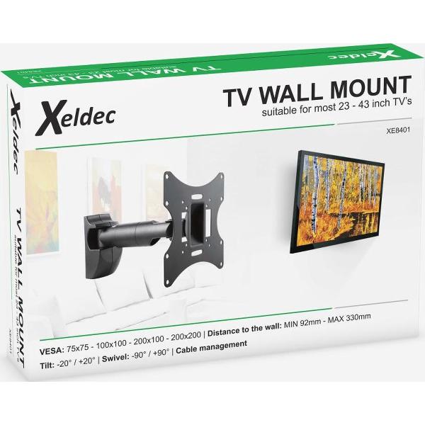 Xeldec XE8401 TV muurbeugel – Full motion - 23 - 42 Inch TV - max 30kg