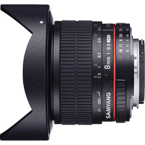Samyang 8mm T3.8 Umc Vdslr Fisheye Cs II - Prime lens - geschikt voor Nikon Spiegelreflex