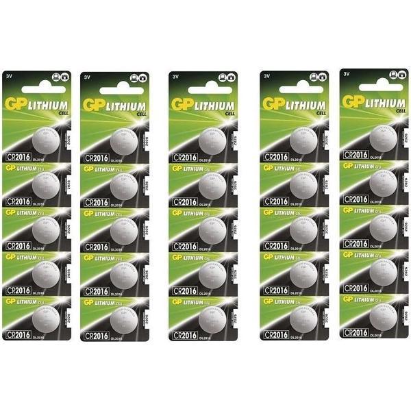25 Stuks (5 Blisters a 5st) - GP CR2016 3V lithium knoopcel batterij
