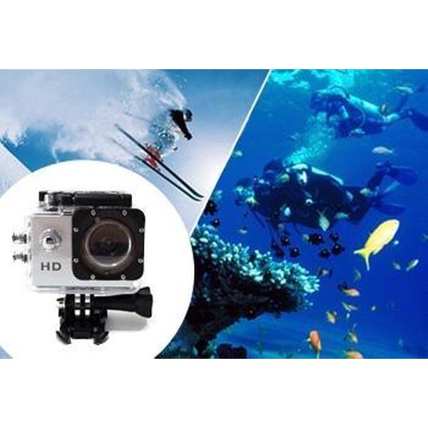 Sport HD 1080P Action Camera – Zilver – Inclusief Waterdichte Behuizing – Voor foto’s en video’s