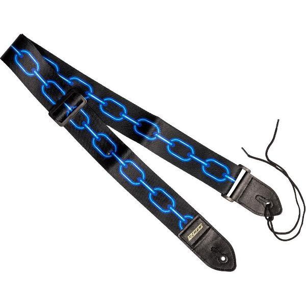 Gitaarband Chain – gitaarriem – zwart/bauw