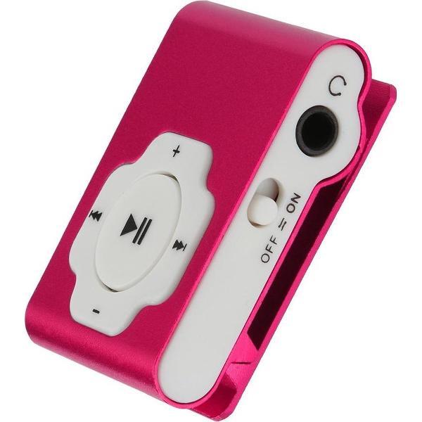 Mini mp3 speler | inclusief usb data kabel en oordopjes | geschikt voor micro sd-kaart (exclusief) | roze