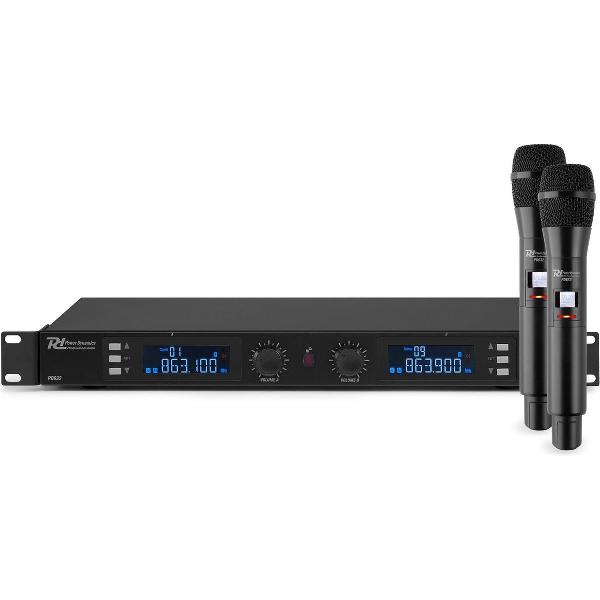 Draadloze microfoonset - Power Dynamics PD632H draadloze UHF microfoonset met 2x handmicro