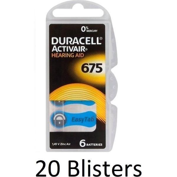 120 stuks (20 blisters a 6 st) Duracell DA675 hoorapparaat batterij - Blauw
