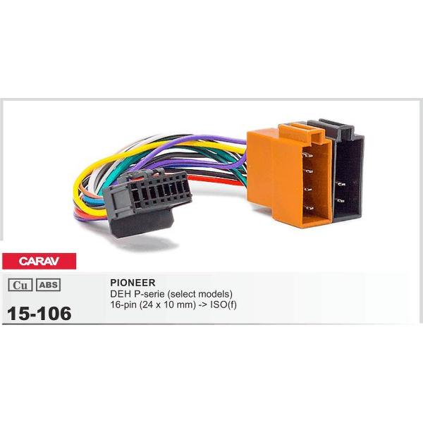 auto radio aansluitkabel / verloopkabel geschikt voor PIONEER DEH P-series (select models) 16-pin(24x10mm) -> ISO(female) Audiovolt 15-106