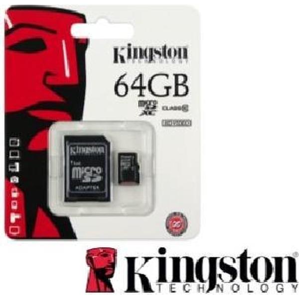 Het Origineel Kingston 64GB Micro SDXC Class 10 UHS-I 45R FlashCard + SD Adapter
