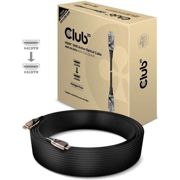 club3D HDMI Aansluitkabel 30.00 m CAC-1390 Vlambestendig, High Speed HDMI met ethernet Zwart [1x HDMI-stekker - 1x HDMI-stekker]