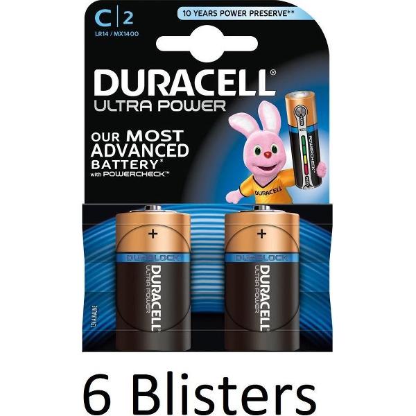 12 Stuks (6 Blisters a 2 st) Duracell Ultra Power C Batterijen - Alkaline