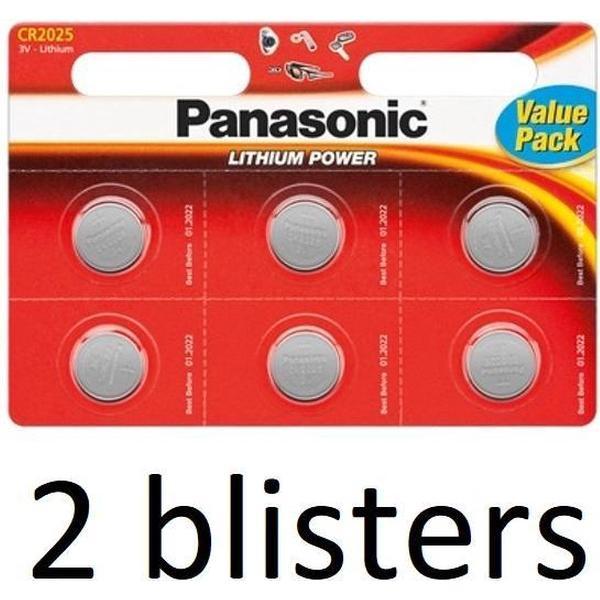 2x Panasonic CR2025 Lithium 3 V - 6 stuks