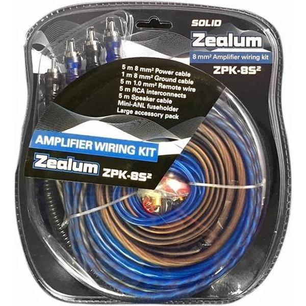 Zealum ZPK8S2 Aansluitset / Kabelset 8mm2 - voor auto versterker of actieve subwoofer - incl. kabels