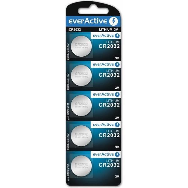 EverActive CR2032 3V Lithium Knoopcel Batterij 2032 DL2032 - 5 stuks