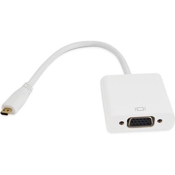 Micro HDMI Naar VGA Kabel Adapter - FUll HD 1080P Converter - Male To Female - Wit