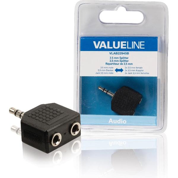 Valueline VLAB22945B Audio-splitter 3,5 mm Male - 2x Female Zwart