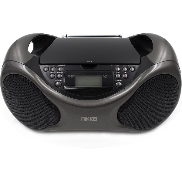 Nikkei NPRC61AT - Draagbare Boombox met CD-speler, Radio, MP3, USB-poort en Aux-in - Zwart/Antraciet