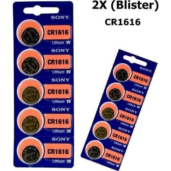 10 Stuks (2 blisters a 5st) - Sony CR1616 lithium batterij