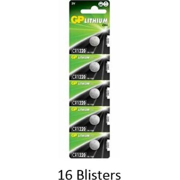 80 stuks (16 blisters a 5 stuks) GP Lithium CR1220 3V