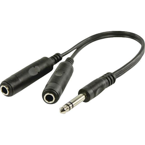 Transmedia 6,35mm Jack (m) - 2x 6,35mm Jack (v) stereo audio splitter kabel - 0,20 meter