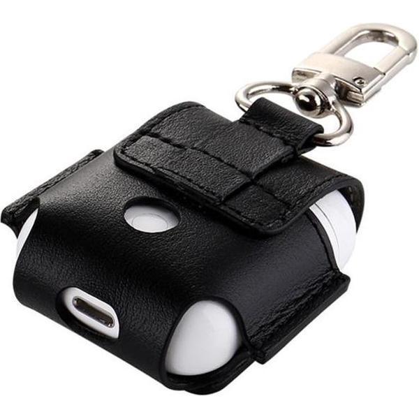 PU Lederen Case Cover Hoes Voor Apple Airpods - Beschermhoes Protector - Zwart