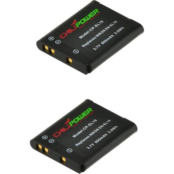 ChiliPower Nikon EN-EL19 camera batterij - 2 stuks verpakking