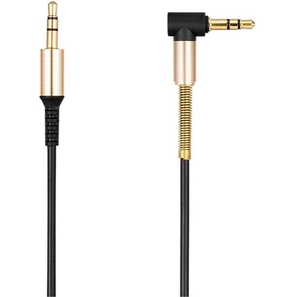 HOCO UPA02 Spring - AUX Audiokabel - 3,5mm naar 3,5mm Jack - Buigbare Connector - 2 meter - Zwart