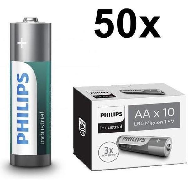 50 Stuks - AA R3 Philips Industrial Power Alkaline