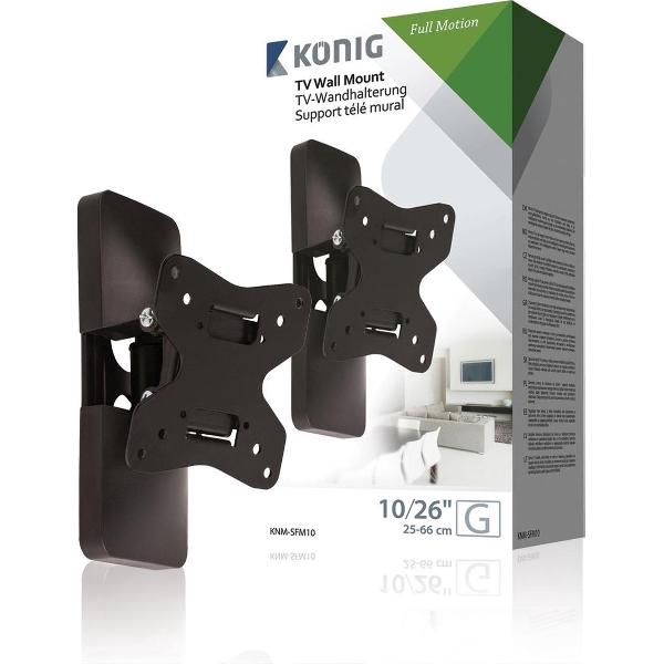 König KNM-SFM10 - Kantelbare en draaibare muurbeugel - Geschikt voor tv's van 10 t/m 26 inch - Zwart