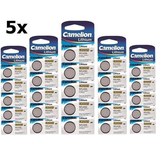 25 Stuks (5 Blisters a 5st) - Camelion CR2025 3v lithium knoopcel batterij